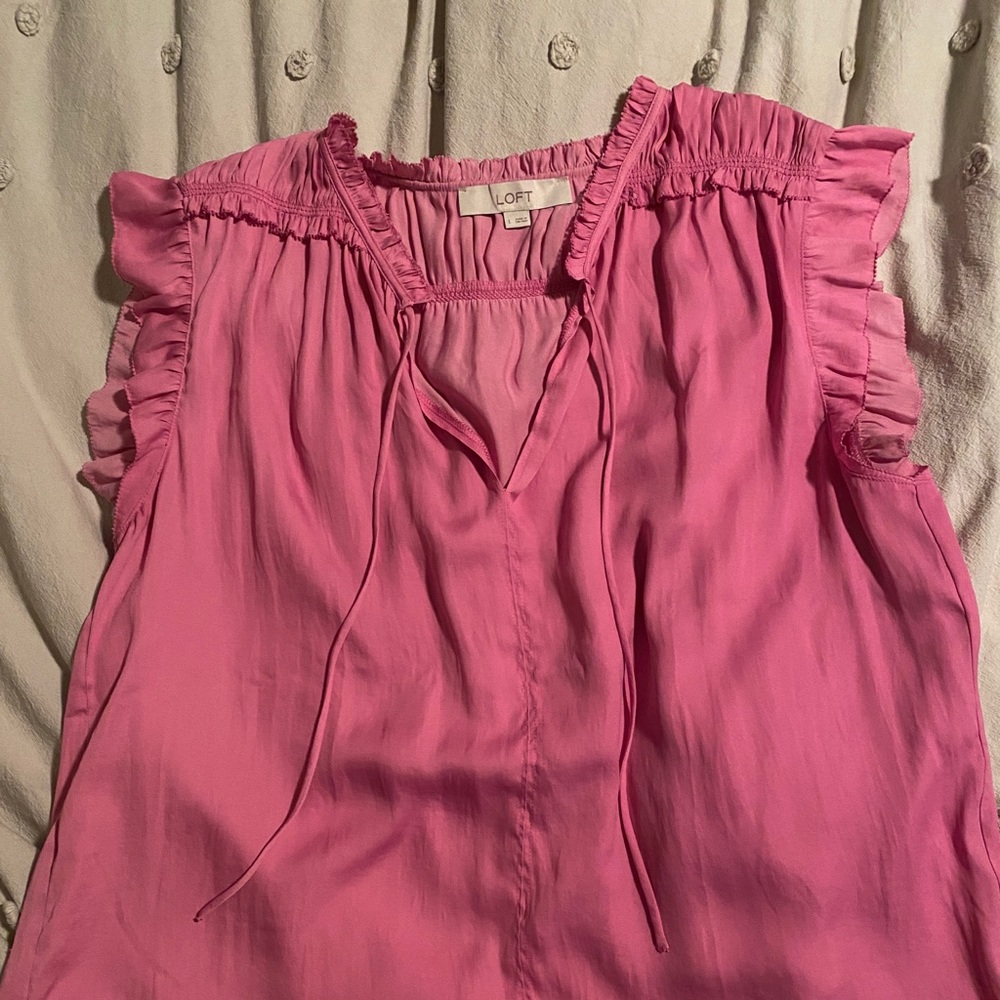 LOFT pink silky tank blouse